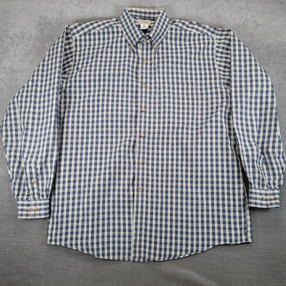 L.L.Bean Y2K Plaid Button Down Shirt Long Sleeve Collared Mens XL